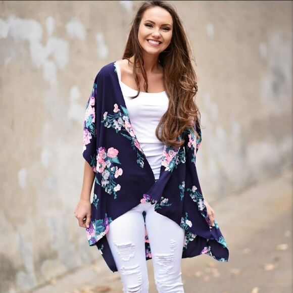 12PM by Mon Ami Floral Kimono Style Cardigan Size Small - Picture 9 of 9